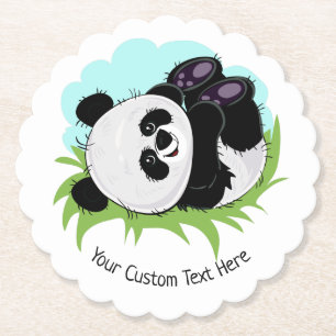 Cute Panda custom text paper coasters