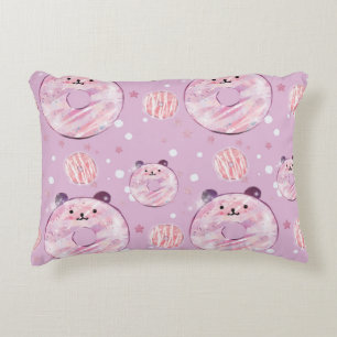 Cute Panda Doughnuts – Pastel Aesthetic Accent Pillow