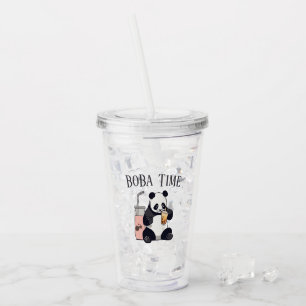 Cute Panda drinking bubble tea, boba tea Acrylic Tumbler