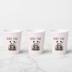 Cute Panda drinking bubble tea, boba tea Paper Cups