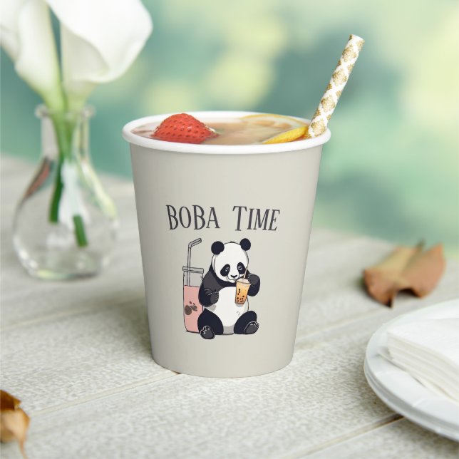  Cute Panda drinking bubble tea, boba tea Paper Cups (Insitu)