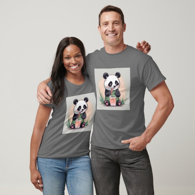 Cute Panda drinking bubble tea, boba tea T-Shirt (Unisex)