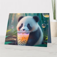 Cute Panda drinking bubble tea, boba tea
