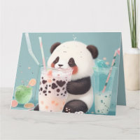 Cute Panda drinking bubble tea, boba tea
