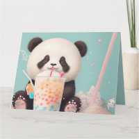 Cute Panda drinking bubble tea, boba tea