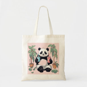  Cute Panda drinking bubble tea, boba tea Tote Bag