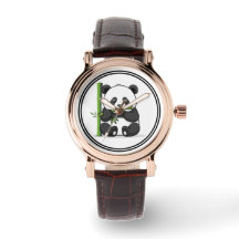 Cute Panda Eating Bamboo Wrist Watch