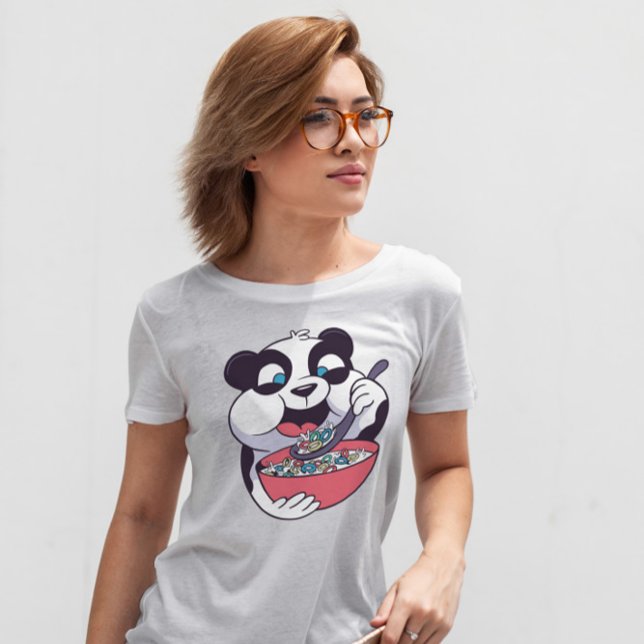 Cute Panda Eating Cereal T-Shirt (Creator Uploaded)