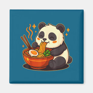 Cute Panda Eating Ramen Noodles Magnet