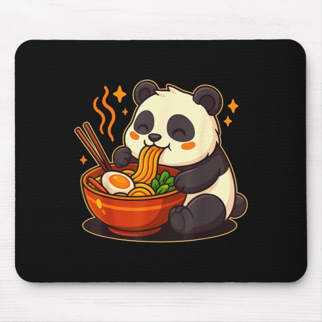 Cute Panda Eating Ramen Noodles  Mouse Pad (Front)