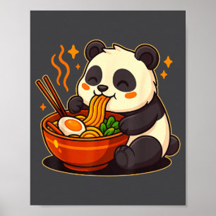 Cute Panda Eating Ramen Noodles Poster
