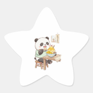 Cute Panda Eating Taiwanese Mango Shaved Ice Foodi Star Sticker