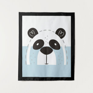 Cute Panda Face Colorblock Tapestry