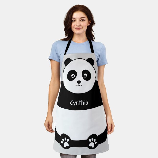 Cute Panda Face Funny All-Over Print Apron (Worn)