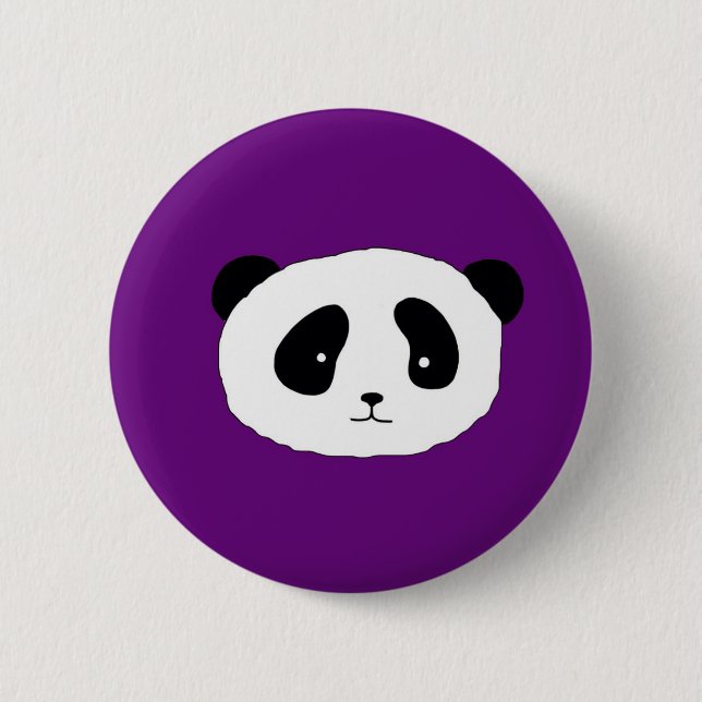 Cute Panda Face pattern purple 2 Inch Round Button (Front)