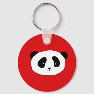 Cute Panda Face pattern red Keychain