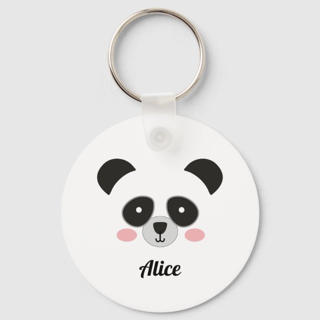 Cute Panda Face Personalized keychai – Custom Name Keychain (Front)