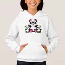 Cute Panda Family In Green And Pink