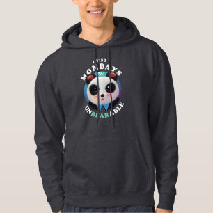 Cute Panda Finds Mondays Unbearable Pun Quote Hoodie