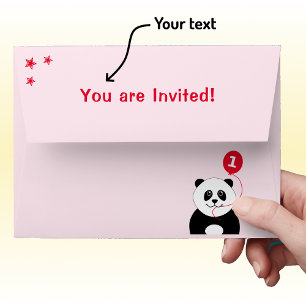 Cute panda first birthday pink envelope