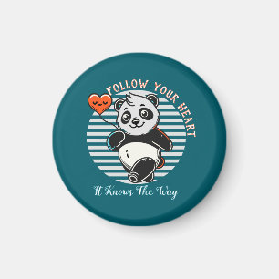 Cute Panda "Follow Your Heart" Personalized Magnet