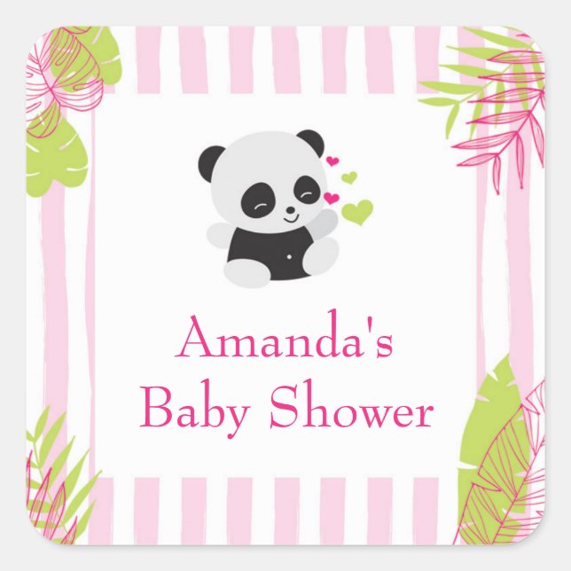 Cute Panda Girl Baby shower Favoriser Stickers Cad (Devant)