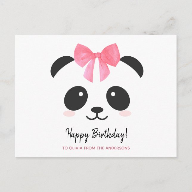 Cute panda girl Happy Birthday personalized Postcard (Front)