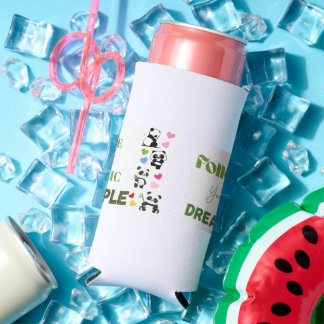​Cute Panda Graphic Tee with Slogan Seltzer Can Cooler