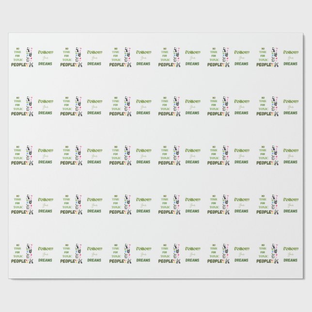 ​Cute Panda Graphic Tee with Slogan Wrapping Paper (Flat)