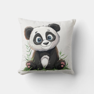 Cute Panda Green Bamboo Personalize this Cute Pand Throw Pillow