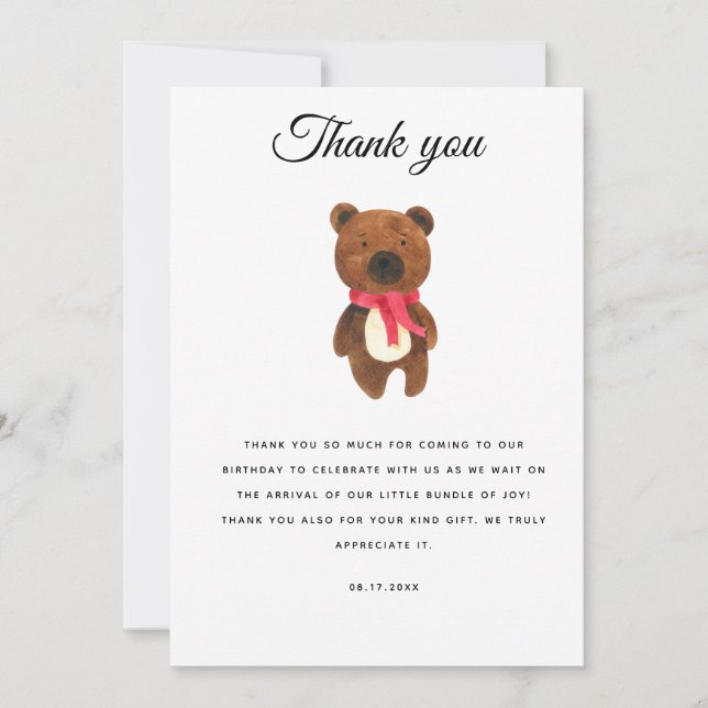  Cute Panda Greenery Bamboo Birthday Party Thank You Card (Front)