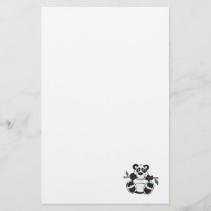 cute panda hanging from branch stationery