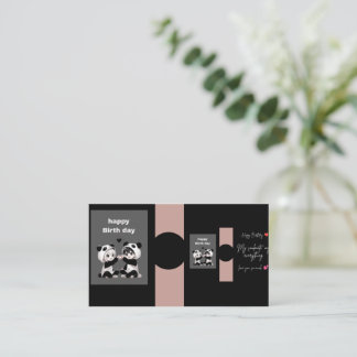 Cute Panda Happy Birthday Card | Black Aesthetic B
