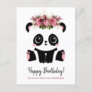 Cute panda Happy Birthday personalized  Postcard