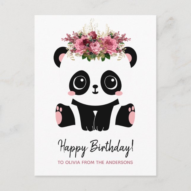 Cute panda Happy Birthday personalized  Postcard (Front)