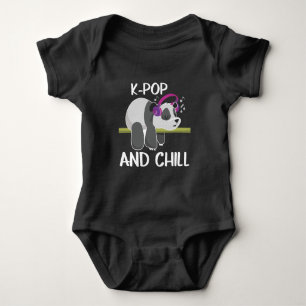 Cute Panda Headphones Korea Pop Lover K-Pop Music Baby Bodysuit