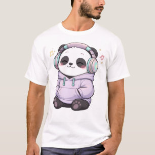 Cute Panda Headphones Men T-Shirt   Kawaii Music L