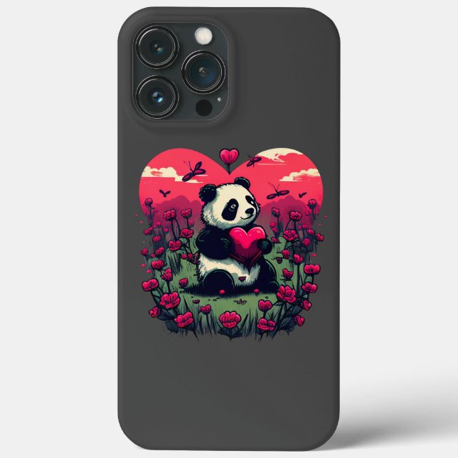 Cute Panda Holding Heart - Valentine's Day Gift Case-Mate iPhone Case (Back)