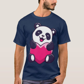 Cute Panda Hug Love Heart T-Shirt