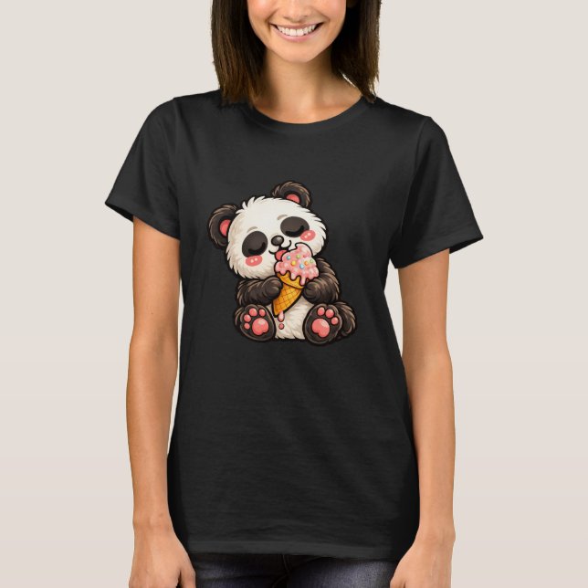 Cute Panda Ice Cream T-Shirt (Front)
