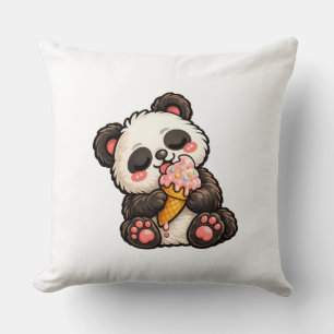 Cute Panda Ice Cream Throw Pillow