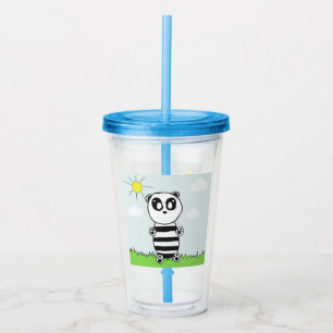 Cute Panda Illustration Acrylic Tumbler