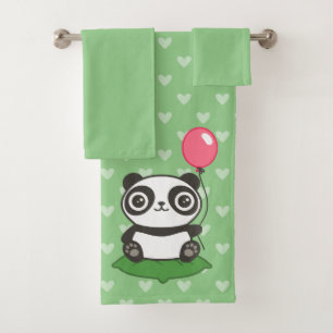 Cute Panda Illustration Bath Towel Set