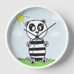 Cute Panda Illustration Clock