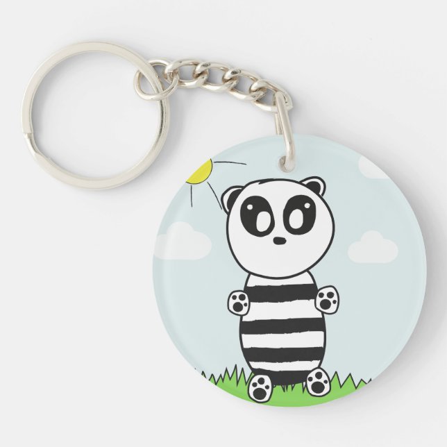 Cute Panda Illustration Keychain (Front)