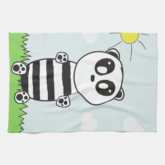 Cute Panda Illustration Kitchen Towel (Horizontal)