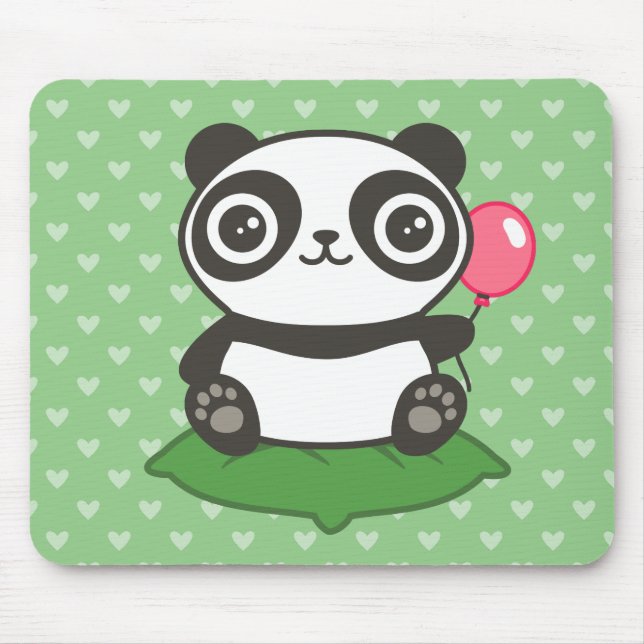 Cute Panda Illustration Mouse Pad (Front)