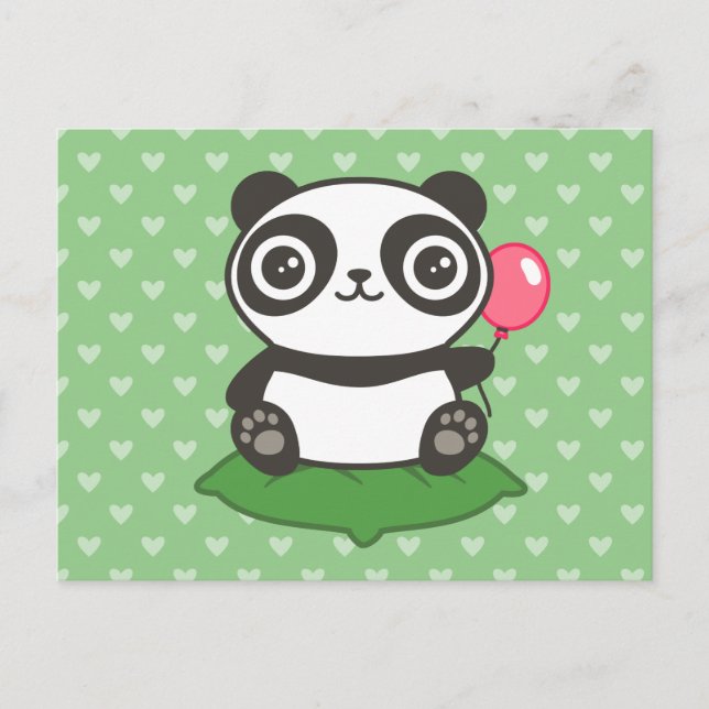 Cute Panda Illustration Postcard (Front)