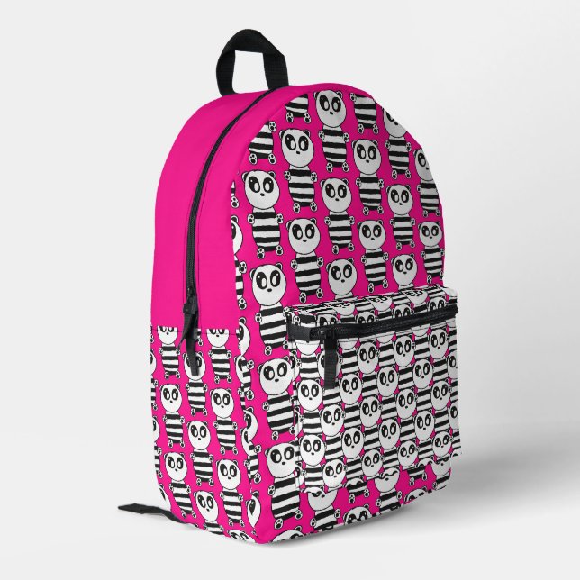 Cute Panda Illustration Printed Backpack (Back Corner Left)