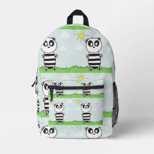Cute Panda Illustration Printed Backpack